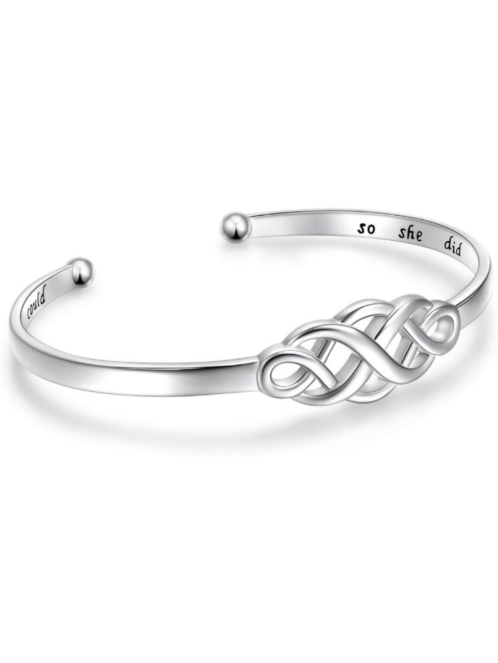Sterling Silver Sideways Cross Bangle Bracelet - Engraved Faith Hope Love Gift